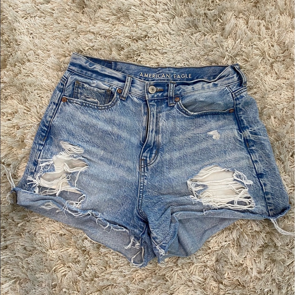 blue denim ripped mom jeans, size 4&2